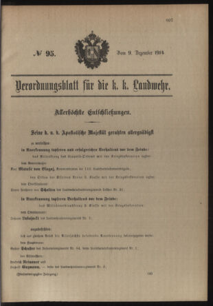 Verordnungsblatt für die Kaiserlich-Königliche Landwehr 19141209 Seite: 1