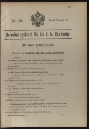 Verordnungsblatt für die Kaiserlich-Königliche Landwehr 19141216 Seite: 1