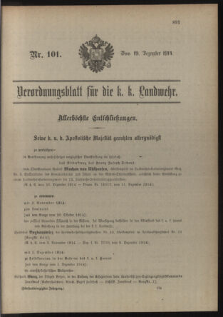 Verordnungsblatt für die Kaiserlich-Königliche Landwehr 19141219 Seite: 23