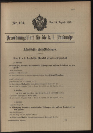 Verordnungsblatt für die Kaiserlich-Königliche Landwehr 19141224 Seite: 11