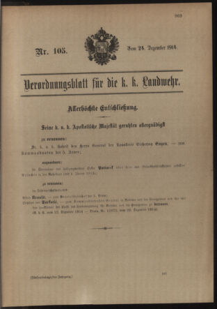 Verordnungsblatt für die Kaiserlich-Königliche Landwehr 19141224 Seite: 23