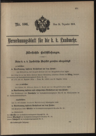 Verordnungsblatt für die Kaiserlich-Königliche Landwehr 19141231 Seite: 1