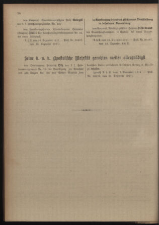 Verordnungsblatt für die Kaiserlich-Königliche Landwehr 19180105 Seite: 14