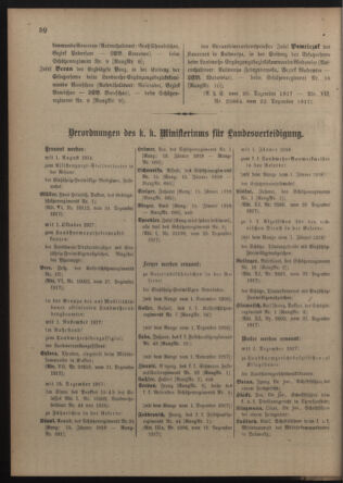 Verordnungsblatt für die Kaiserlich-Königliche Landwehr 19180105 Seite: 50