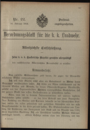 Verordnungsblatt für die Kaiserlich-Königliche Landwehr 19180216 Seite: 27