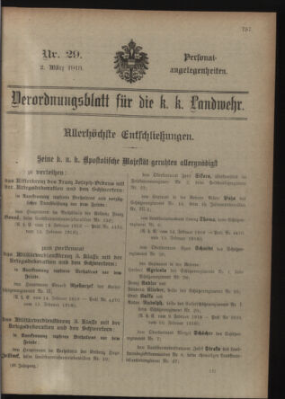 Verordnungsblatt für die Kaiserlich-Königliche Landwehr