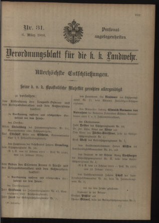 Verordnungsblatt für die Kaiserlich-Königliche Landwehr 19180306 Seite: 1