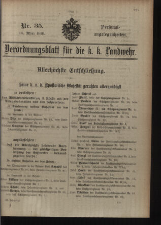 Verordnungsblatt für die Kaiserlich-Königliche Landwehr 19180316 Seite: 1