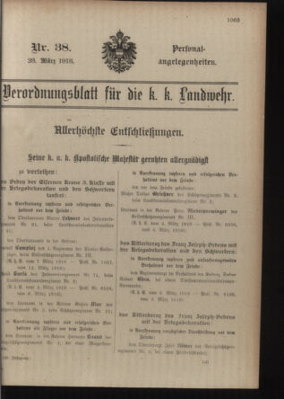 Verordnungsblatt für die Kaiserlich-Königliche Landwehr 19180323 Seite: 1