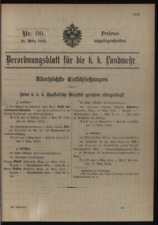 Verordnungsblatt für die Kaiserlich-Königliche Landwehr 19180323 Seite: 43