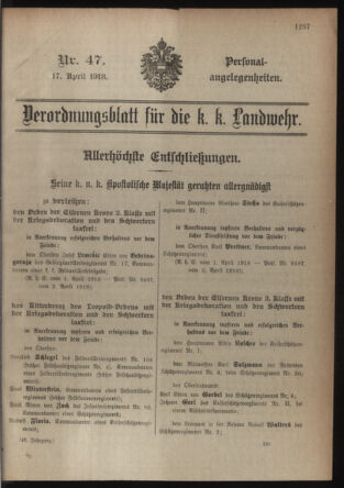 Verordnungsblatt für die Kaiserlich-Königliche Landwehr