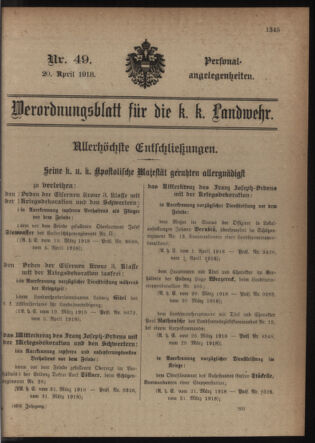 Verordnungsblatt für die Kaiserlich-Königliche Landwehr 19180420 Seite: 1