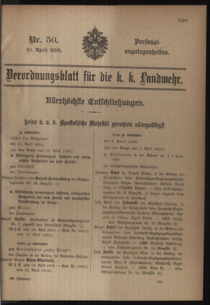 Verordnungsblatt für die Kaiserlich-Königliche Landwehr 19180420 Seite: 45