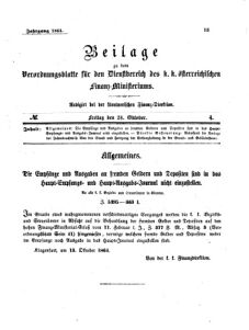 Verordnungsblatt für den Dienstbereich des K.K. Finanzministeriums für die im Reichsrate Vertretenen Königreiche und Länder 18641028 Seite: 1