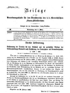 Verordnungsblatt für den Dienstbereich des K.K. Finanzministeriums für die im Reichsrate Vertretenen Königreiche und Länder 18650309 Seite: 1