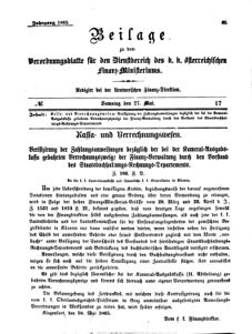 Verordnungsblatt für den Dienstbereich des K.K. Finanzministeriums für die im Reichsrate Vertretenen Königreiche und Länder