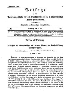 Verordnungsblatt für den Dienstbereich des K.K. Finanzministeriums für die im Reichsrate Vertretenen Königreiche und Länder 18650708 Seite: 1