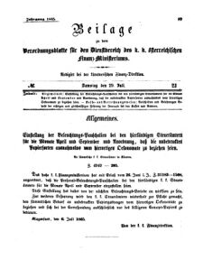 Verordnungsblatt für den Dienstbereich des K.K. Finanzministeriums für die im Reichsrate Vertretenen Königreiche und Länder 18650729 Seite: 1