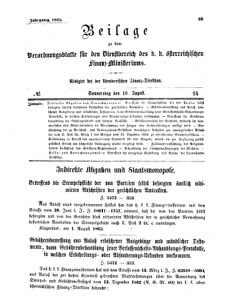 Verordnungsblatt für den Dienstbereich des K.K. Finanzministeriums für die im Reichsrate Vertretenen Königreiche und Länder 18650810 Seite: 1