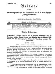 Verordnungsblatt für den Dienstbereich des K.K. Finanzministeriums für die im Reichsrate Vertretenen Königreiche und Länder 18651129 Seite: 1