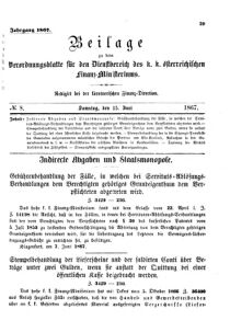 Verordnungsblatt für den Dienstbereich des K.K. Finanzministeriums für die im Reichsrate Vertretenen Königreiche und Länder 18670615 Seite: 1