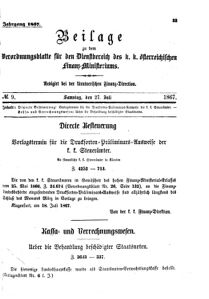 Verordnungsblatt für den Dienstbereich des K.K. Finanzministeriums für die im Reichsrate Vertretenen Königreiche und Länder