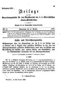 Verordnungsblatt für den Dienstbereich des K.K. Finanzministeriums für die im Reichsrate Vertretenen Königreiche und Länder