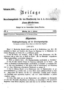 Verordnungsblatt für den Dienstbereich des K.K. Finanzministeriums für die im Reichsrate Vertretenen Königreiche und Länder 18680203 Seite: 1