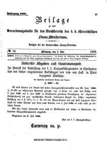 Verordnungsblatt für den Dienstbereich des K.K. Finanzministeriums für die im Reichsrate Vertretenen Königreiche und Länder