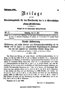 Verordnungsblatt für den Dienstbereich des K.K. Finanzministeriums für die im Reichsrate Vertretenen Königreiche und Länder