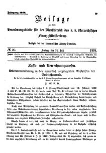 Verordnungsblatt für den Dienstbereich des K.K. Finanzministeriums für die im Reichsrate Vertretenen Königreiche und Länder 18680731 Seite: 1