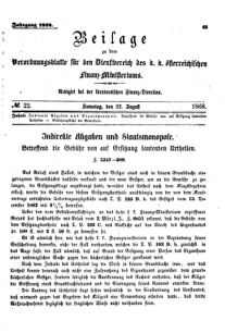 Verordnungsblatt für den Dienstbereich des K.K. Finanzministeriums für die im Reichsrate Vertretenen Königreiche und Länder