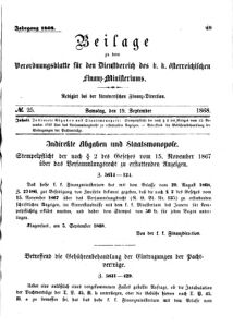 Verordnungsblatt für den Dienstbereich des K.K. Finanzministeriums für die im Reichsrate Vertretenen Königreiche und Länder 18680919 Seite: 1