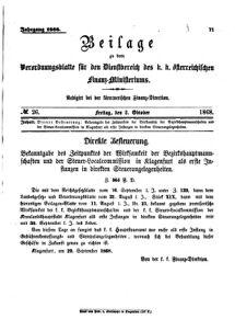 Verordnungsblatt für den Dienstbereich des K.K. Finanzministeriums für die im Reichsrate Vertretenen Königreiche und Länder 18681002 Seite: 1