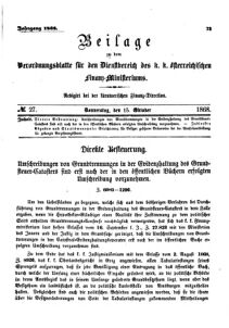 Verordnungsblatt für den Dienstbereich des K.K. Finanzministeriums für die im Reichsrate Vertretenen Königreiche und Länder 18681015 Seite: 1