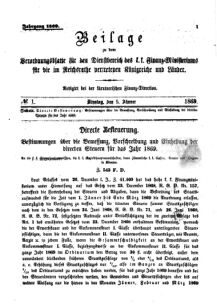 Verordnungsblatt für den Dienstbereich des K.K. Finanzministeriums für die im Reichsrate Vertretenen Königreiche und Länder 18690105 Seite: 1