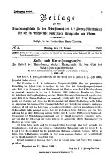 Verordnungsblatt für den Dienstbereich des K.K. Finanzministeriums für die im Reichsrate Vertretenen Königreiche und Länder 18690119 Seite: 1