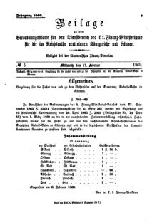 Verordnungsblatt für den Dienstbereich des K.K. Finanzministeriums für die im Reichsrate Vertretenen Königreiche und Länder 18690217 Seite: 1