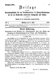 Verordnungsblatt für den Dienstbereich des K.K. Finanzministeriums für die im Reichsrate Vertretenen Königreiche und Länder 18690331 Seite: 1