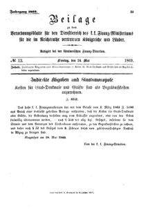 Verordnungsblatt für den Dienstbereich des K.K. Finanzministeriums für die im Reichsrate Vertretenen Königreiche und Länder