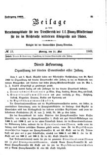 Verordnungsblatt für den Dienstbereich des K.K. Finanzministeriums für die im Reichsrate Vertretenen Königreiche und Länder