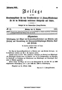 Verordnungsblatt für den Dienstbereich des K.K. Finanzministeriums für die im Reichsrate Vertretenen Königreiche und Länder 18691018 Seite: 1