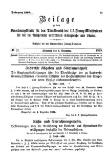 Verordnungsblatt für den Dienstbereich des K.K. Finanzministeriums für die im Reichsrate Vertretenen Königreiche und Länder 18691208 Seite: 1