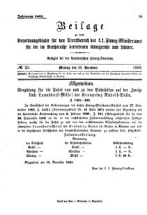 Verordnungsblatt für den Dienstbereich des K.K. Finanzministeriums für die im Reichsrate Vertretenen Königreiche und Länder 18691220 Seite: 1