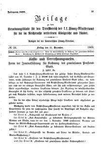 Verordnungsblatt für den Dienstbereich des K.K. Finanzministeriums für die im Reichsrate Vertretenen Königreiche und Länder 18691231 Seite: 1