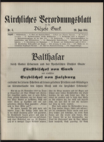 Kirchliches Verordnungsblatt für die Diözese Gurk 19140629 Seite: 1