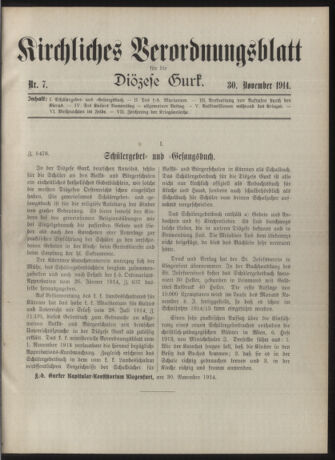 Kirchliches Verordnungsblatt für die Diözese Gurk 19141130 Seite: 1