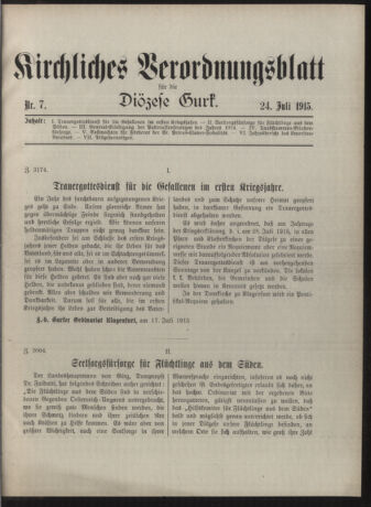 Kirchliches Verordnungsblatt für die Diözese Gurk 19150724 Seite: 1