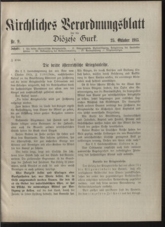 Kirchliches Verordnungsblatt für die Diözese Gurk 19151025 Seite: 1