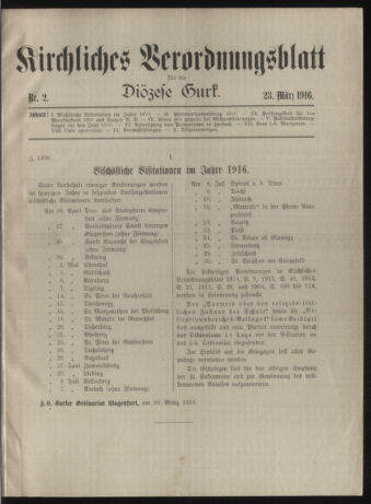 Kirchliches Verordnungsblatt für die Diözese Gurk 19160323 Seite: 1